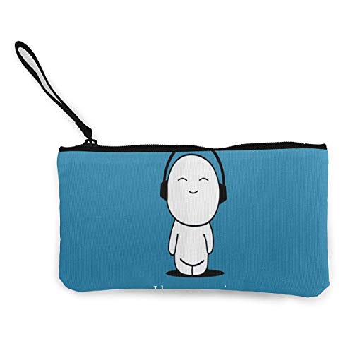 TTmom Carteras de Mujer, Monedero, I Love MY Music Zipper Canvas Coin Purse Wallet Make Up Bag Cellphone Bag with Handle