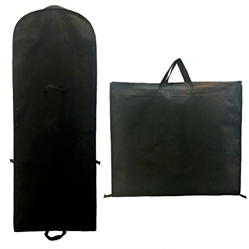 TUKA Transpirable Funda de Ropa, 180 cm x 65 cm Bolsa de Ropa Protector para Vestidos de Novia o de Fiesta, Trajes, Abrigos. 2 Accesorios Bolsillos, Bolsa portatrajes, Negro, TKB1001 Black