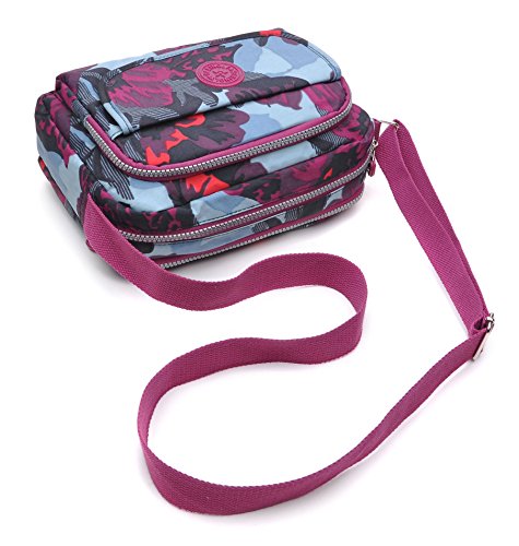 tuokener Bolso Nylon Mujer Bandolera Pequeños Impermeable Bolsos Estampados Bandoleras Bolsa para Viaje,Negro