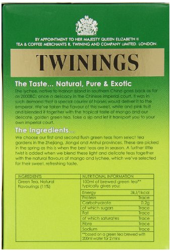 Twinings Mango and Lychee Green Tea Bags 40 g 20 Tea Bags (packs of 4 total 80 teabags)