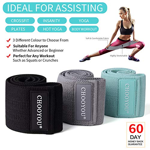 TwobeFit Bandas de Resistencia de la Cadera, Bandas de Ejercicios de Cadera para la tonificación de Caderas, Bandas Antideslizantes de Tela para Fuerza de piernas y glúteos (New 3 Sets)