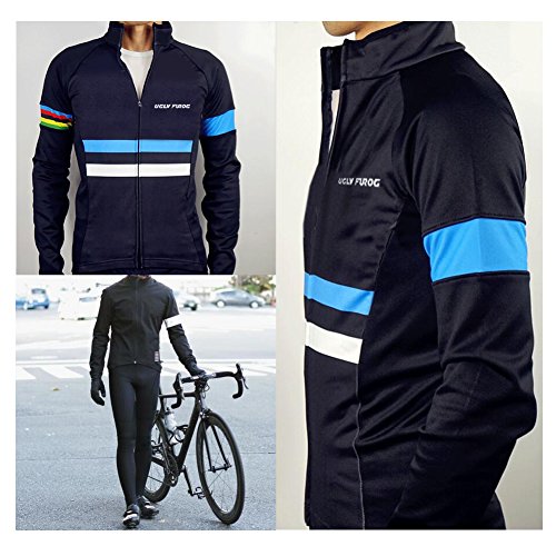 Uglyfrog Maillot de Ciclismo Ropa Ciclismo Conjunto para Hombre Culotte Manga Larga+ Pantalones Invierno Fleece Warm for Travel Wear