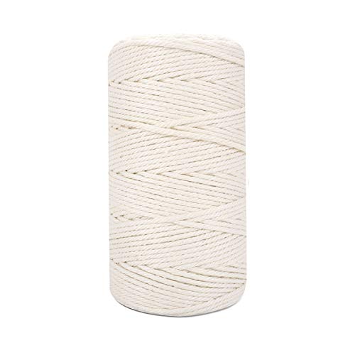 Ulikey Cuerda de Algodón Natural, 200m x 3mm Cuerda Cordel de Algodón Hilo Macramé, 100% Natural Trenzado Algodón para DIY Artesanía, Colgar Fotos, Manualidades, Costura (Type 2,3mm x 200m)