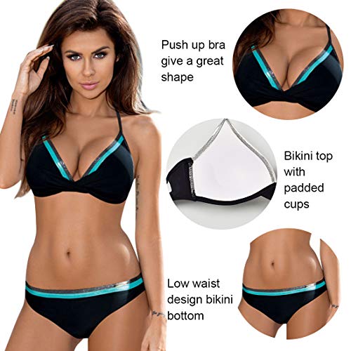 UMIPUBO Mujer Traje de baño Halter Cuello Bikini Set Bikini Conjuntos de Estampado en Caliente Ropa de baño de Playa Bañador de Dos Piezas