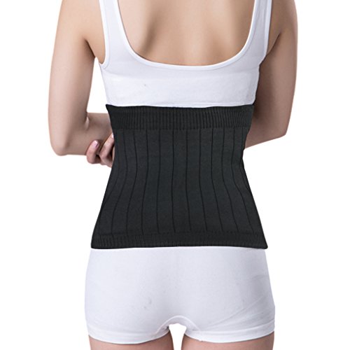 Unisex Adultos Cálidos Suave Cachemira Cintura Calentador Riñón Asiste Cintura Térmica Elástica Banda Protector de Calientamiento del Estómago lumbar, Hombre, negro, L(For Waistline 37"-43")