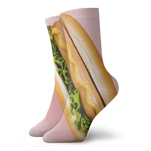 Unisex lindo Hipster Casual Calcetines Confort Atlético Calcetines Para Correr Deportes Senderismo Alimentos Americanos Hotdog Perro Caliente con Ensalada de Mostaza 30cm