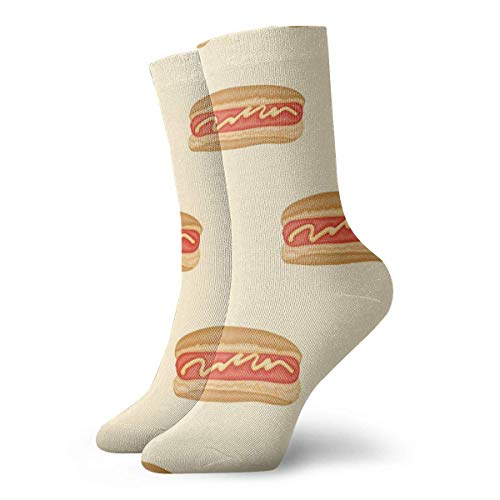 Unisex lindo Hipster Casual Calcetines Confort Atlético Calcetines Para Correr Deportes Senderismo Dibujos Animados Ensalada Vestir Perro Caliente Papel Amarillo 30cm