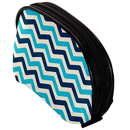 Universal espacioso bolso caso maquillaje cosmético belleza almacenamiento bolsas,limpiador facial kit bolsa vintage náutico azul zig zag, organizador portátil de accesorios electrónicos