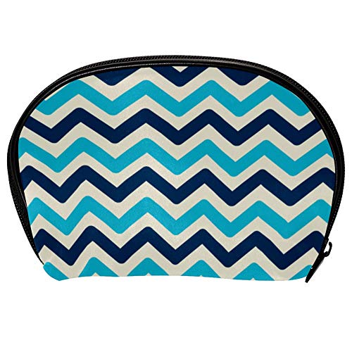 Universal espacioso bolso caso maquillaje cosmético belleza almacenamiento bolsas,limpiador facial kit bolsa vintage náutico azul zig zag, organizador portátil de accesorios electrónicos