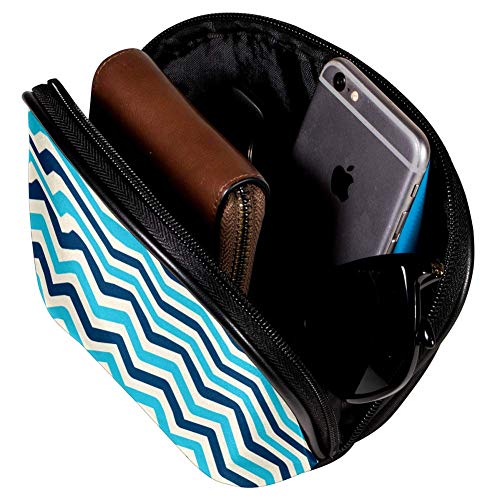 Universal espacioso bolso caso maquillaje cosmético belleza almacenamiento bolsas,limpiador facial kit bolsa vintage náutico azul zig zag, organizador portátil de accesorios electrónicos