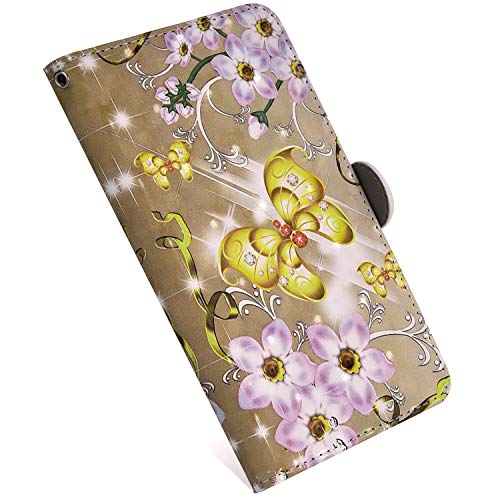 Uposao Compatible para Samsung Galaxy S7 Funda Piel PU Cuero Libro Flip Cover con Tapa,Glitter Brillante Purpurina Cubierta Billetera Soporte Plegable Ranura Tarjeta,Cierre Magnético,Mariposa,oro