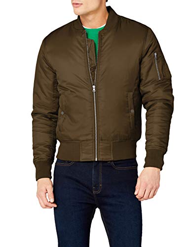 Urban Classics Basic Bomber Jacket, Dark Olive, S para Hombre