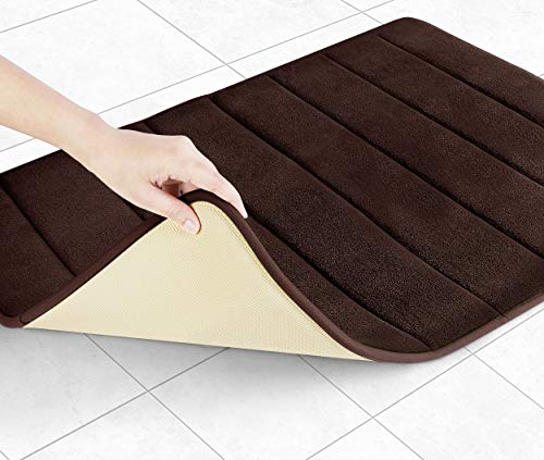 Utopia Home (Paquete de 2 Alfombrilla de baño de Espuma con Memoria - Espalda Antideslizante, Lana de Coral, Altamente Absorbente (Chocolate, 20x32 (51x81cm))