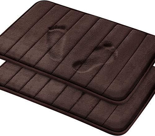 Utopia Home (Paquete de 2 Alfombrilla de baño de Espuma con Memoria - Espalda Antideslizante, Lana de Coral, Altamente Absorbente (Chocolate, 20x32 (51x81cm))