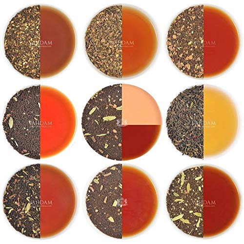 VAHDAM, Muestra de Té Chai - 10 TEAS, 50 Porciones | ESPECIAS 100% NATURALES | Tés Masala Chai originales de la India | Brew Hot, Iced o Chai Latte | Chai té de hojas sueltas, 100 g