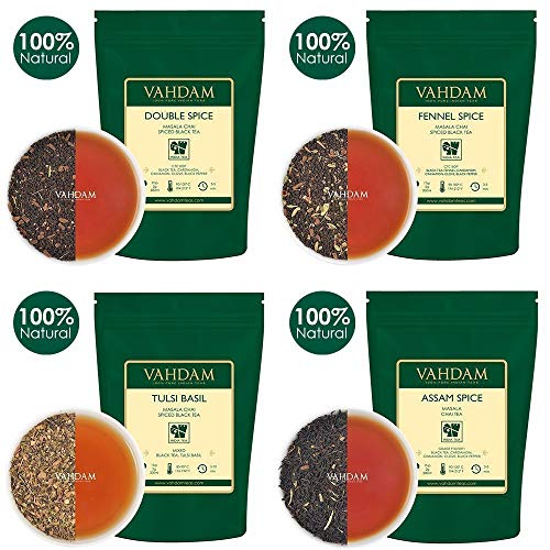 VAHDAM, Muestra de Té Chai - 10 TEAS, 50 Porciones | ESPECIAS 100% NATURALES | Tés Masala Chai originales de la India | Brew Hot, Iced o Chai Latte | Chai té de hojas sueltas, 100 g