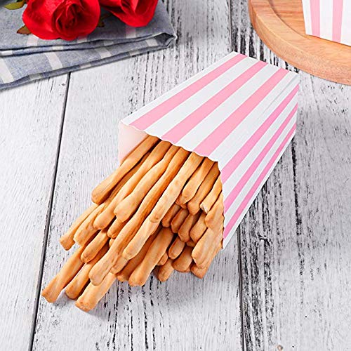 VAINECHAY 12PCS Cajas de palomitas Carton Maíz Caja Papel Pequeña Dulces Papas Fritas Fiesta Cumpleaños para Niños Caja Regalo Comida Bocadillos Titulares Contenedor Onda Dorada Rosa