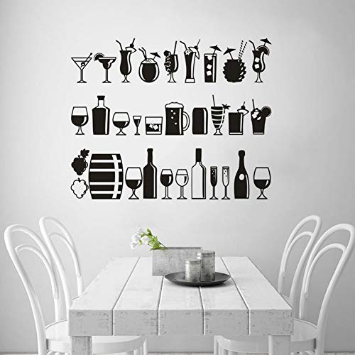 Variedad de bebidas jugo de vinilo pegatinas de pared restaurante bar decoración alcohol bar bebida decoración de la pared bar nocturno bebida decoración del hogar mural otro color 57x46cm