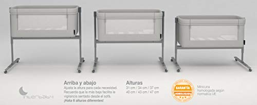 (VARIOS COLORES) Minicuna Colecho Universal Adosada Aluminio Agua Marina Gris - mibebestore