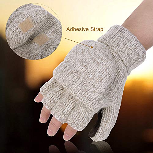 VBIGER Guantes Invierno Unisex Mitones de lana de punto caliente Manoplas