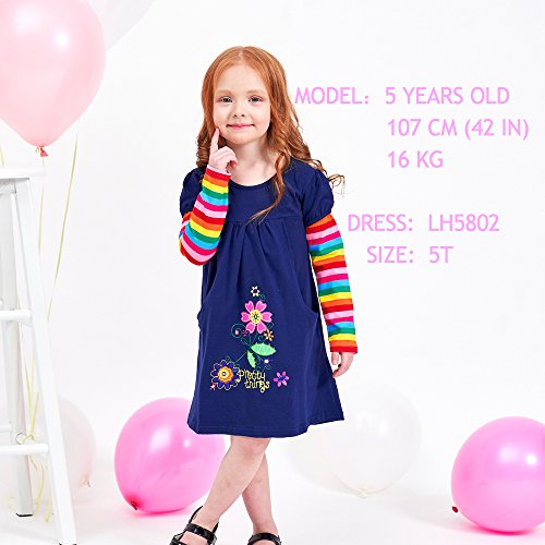 VIKITA Vestido Floral Manga Larga Algodón Niñas 2-8 años H5802Long 8T