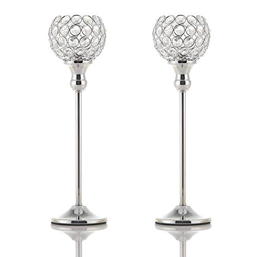 VINCIGANT Portavelas Estilo Europeo Cristal Candelabros Metal para Bodas, Fiesta, Decoración navideña Juego de 2