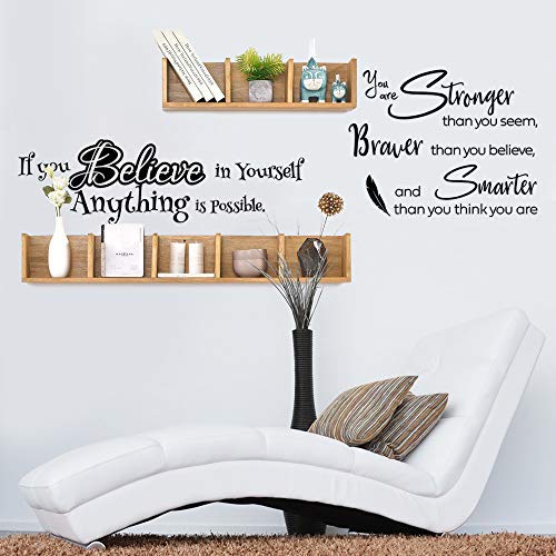 VINFUTUR 2 Juegos Pegatinas Pared Decorativas Frases Positivas If you Believe+You are Stronger Vinilos Pared Frases Motivadoras Pegatinas Citas Inspiradoras para Hogar Habitación Dormitorio (kit A)