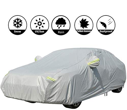 VISLONE Funda de Coche, Funda para Coche Exterior Resistente al Viento, a la Lluvia, a la Nieve, a Los Rayos UV, Cubierta Impermeable de Sedán Tamaño Completo (XL (482 * 178 * 119 cm))