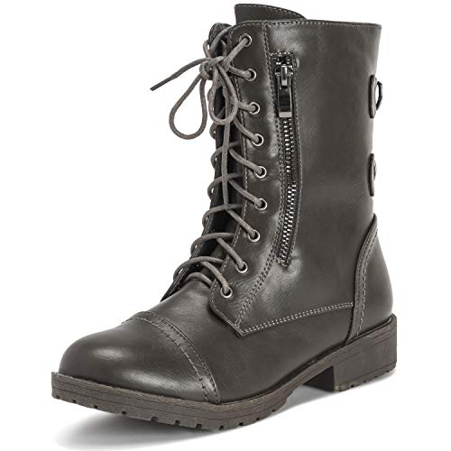 Viva - Botas de media caña con bolsillo exterior y cremallera para mujer, color Gris, talla 38 EU