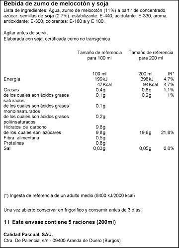 Vivesoy - Bebida de Zumo de Melocotón y Soja - 1 L