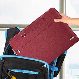 Voova 17 17.3 Pulgada Impermeable Funda Portatil Bolsa Multifuncional Maletín De Manga Grande,Ordenador Portátiles Funda con Asa De Transporte para Pavilion/ThinkPad X1/ Latitude, Hombre& Mujer, Rojo