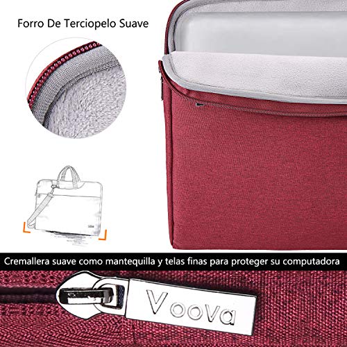 Voova 17 17.3 Pulgada Impermeable Funda Portatil Bolsa Multifuncional Maletín De Manga Grande,Ordenador Portátiles Funda con Asa De Transporte para Pavilion/ThinkPad X1/ Latitude, Hombre& Mujer, Rojo