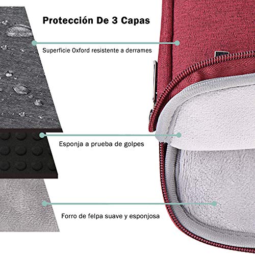 Voova 17 17.3 Pulgada Impermeable Funda Portatil Bolsa Multifuncional Maletín De Manga Grande,Ordenador Portátiles Funda con Asa De Transporte para Pavilion/ThinkPad X1/ Latitude, Hombre& Mujer, Rojo