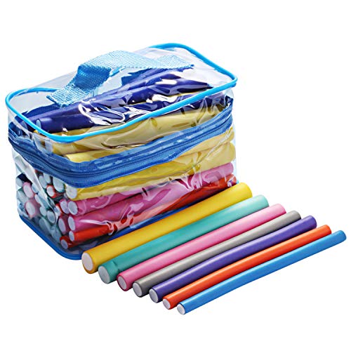 Wafly Rulos Flexibles para Rizar Pelo, 42-Pack Rizador de Pelo Esponja Rodillos Rulos para el Cabello para el Pelo Largo y Corto con Bolso para Mujer, Chica, Sin Calor, Resistentes-Bolsa Azul