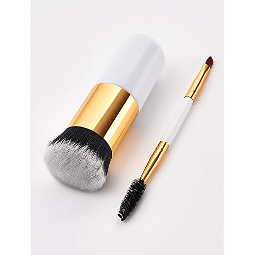 Wansan Accessorize Pincel de maquillaje Eye Face Brush Foundation Powder Eyeshadow Tool Juego de 2 piezas blanco A