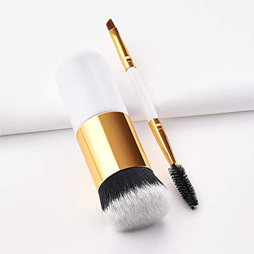 Wansan Accessorize Pincel de maquillaje Eye Face Brush Foundation Powder Eyeshadow Tool Juego de 2 piezas blanco A