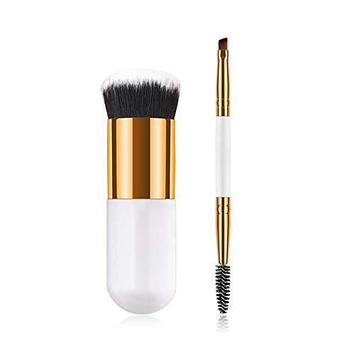 Wansan Accessorize Pincel de maquillaje Eye Face Brush Foundation Powder Eyeshadow Tool Juego de 2 piezas blanco A