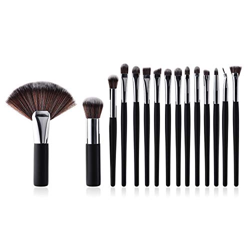 Wansan Accessorize Pinceles de maquillaje Premium Color Blusher Background Mezcla de ojos Powder Face Brush Cosmetics Set de 15 piezas de plata