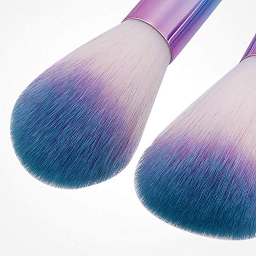 Wansan Accessorize Pinceles de maquillaje Premium Colorful Background Mix Blusher Eyes Face Powder Brush Cosmetics Set de 9 piezas azul