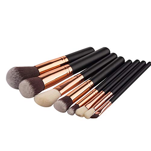 Wansan Accessorize Pinceles de maquillaje Premium Colorful Foundation Blusher Eyes Powder Face Brush Cosmetics Set de 8 piezas Black Gold