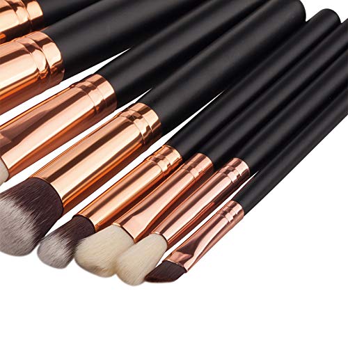 Wansan Accessorize Pinceles de maquillaje Premium Colorful Foundation Blusher Eyes Powder Face Brush Cosmetics Set de 8 piezas Black Gold