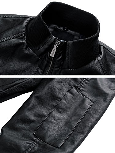 Wantdo Chaqueta de Cuero Aviador para Hombre Negro XX-Large