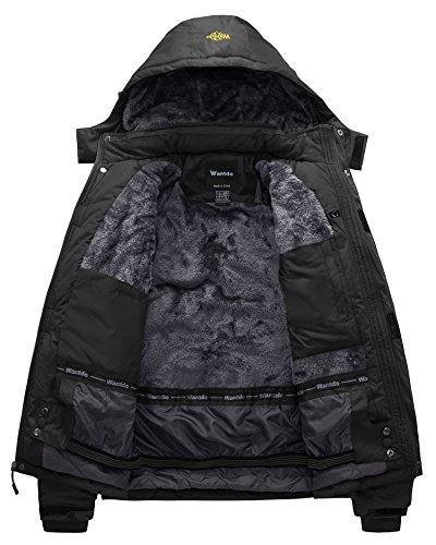 Wantdo Chaqueta de Esquí Nieve Invierno Parka para Hombre Negro Small