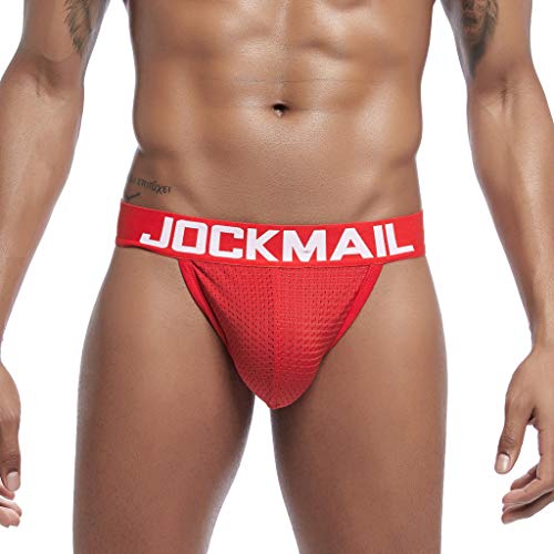 waotier Calzoncillos Largos Hombre De Verano Nuevo Malla Patchwork Transpirable Deportes Fitness Ropa Interior Color SóLido Suaves Boxer Hombre Deportivo Calzoncillos (L,Rojo)