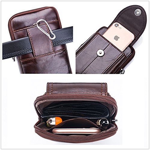 WeeDee Riñonera Hombre Cuero Bolsa Bolso de Cintura Cinturón Bolsillo Cartera Funda para 4~6 Pulgada Smartphone iPhone 8/7/6/Plus Samsung Galaxy S8 Note 8