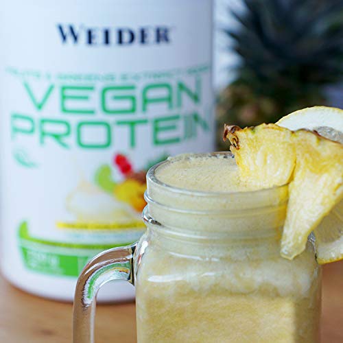 Weider Vegan Protein. Sabor Piña Colada. Proteína 100% vegetal de guisantes (PISANE)y arroz. Sin gluten. Sin lactosa. Sin aceite de palma (750 g)