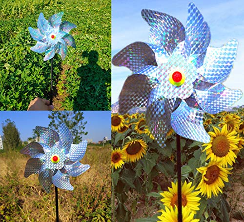 Wenxiaw Control Reflectante de Pájaros Espanta Palomas Reflectante Molino de Viento para Control de Aves Decoración de Jardín para Balcón Jardín Proteger Jardín, Huerto, Granja, Techo 4Pcs