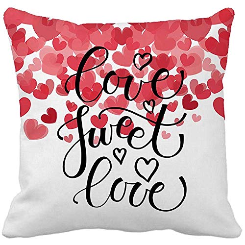 WEURIGEF Love Sweet Love Text as Valentine's Day Decoración para el hogar Throw Pillow Cover Cotton Polyester Cusion Cover 45 * 45cmes