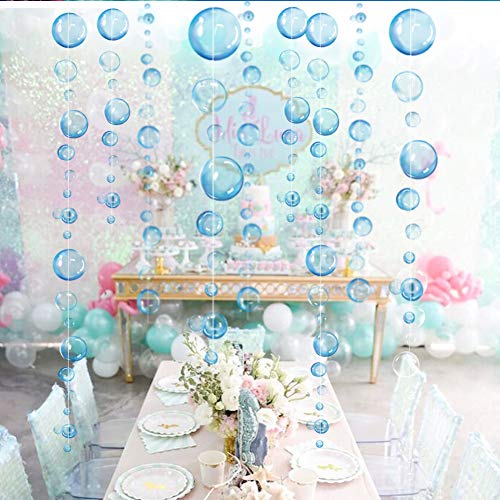 White Transparent Bubble Garlands for Party Decorations Hanging Floating Bubbles Cutout Streamer Background for Mermaid Under The Sea Birthday Home Kids Room Prom Wedding Baby Shower Decor