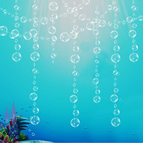 White Transparent Bubble Garlands for Party Decorations Hanging Floating Bubbles Cutout Streamer Background for Mermaid Under The Sea Birthday Home Kids Room Prom Wedding Baby Shower Decor